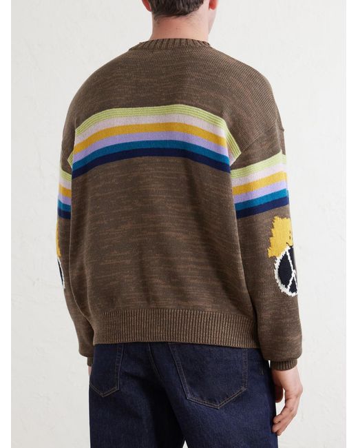 Kapital Gray Peckish Striped Cotton And Wool-Blend Sweater for men
