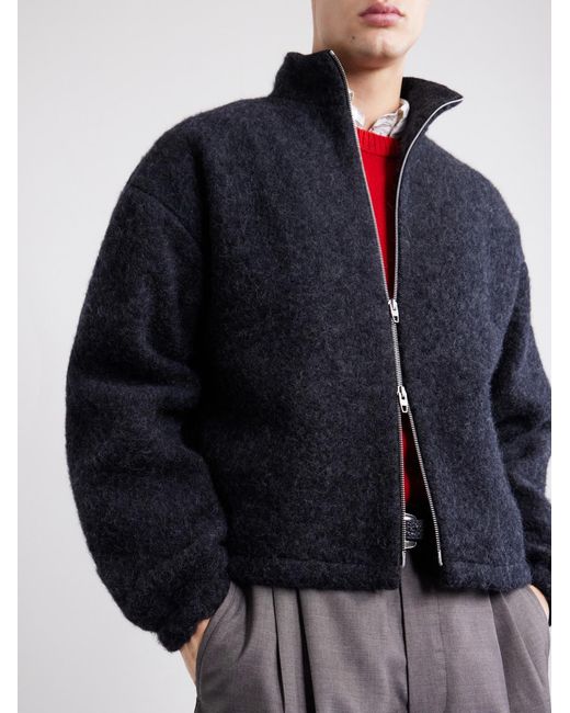 Jil Sander Blue Brushed Wool-Blend Blouson Jacket for men