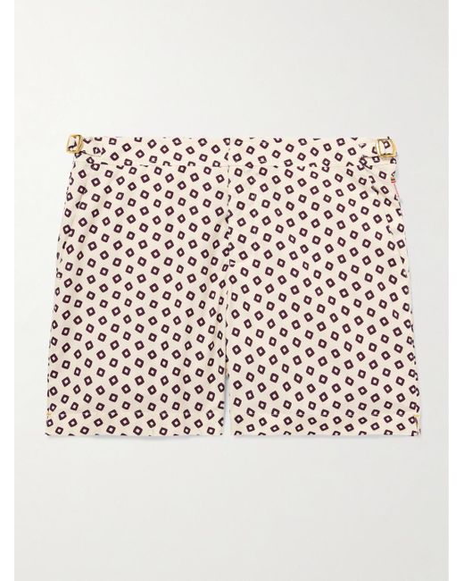 Orlebar Brown Bulldog gerade geschnittene mittellange Badeshorts aus recyceltem Shell mit Print in Natural für Herren