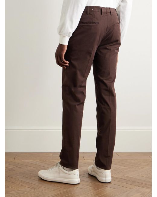 Incotex Venezia 1951 gerade geschnittene Hose aus Stretch-Baumwoll-Twill in Brown für Herren