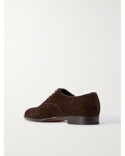 Edward Green Brown Chelsea Cap-Toe Suede Oxford Shoes for men