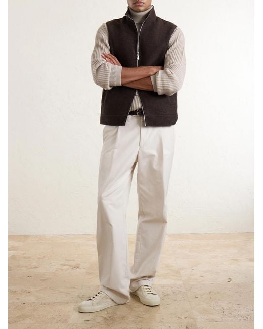 Eleventy Brown Brushed-Wool Zip-Up Gilet for men