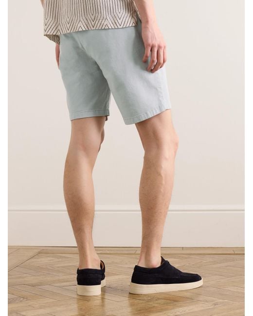 Mr P. Blue Straight-leg Garment-dyed Cotton-blend Twill Bermuda Shorts for men