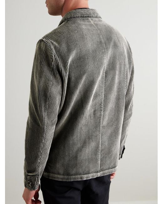 Barena Gray Garment-dyed Cotton-corduroy Overshirt for men