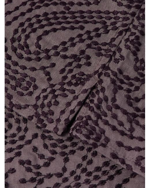 A Kind Of Guise Gioia Hemd aus einer Leinenmischung mit Stickereien und wandelbarem Kragen in Purple für Herren