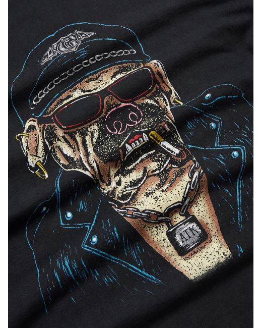 GALLERY DEPT. Black Biker Dog Glittered Printed Cotton-jersey T-shirt for men