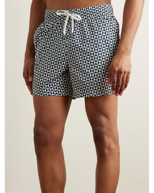 Onia Blue Charles Straight-leg Mid-length Printed Swim Shorts for men