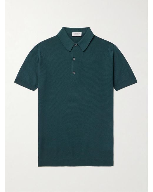 John Smedley Green Roth Slim-Fit Sea Island Cotton-Piqué Polo Shirt for men