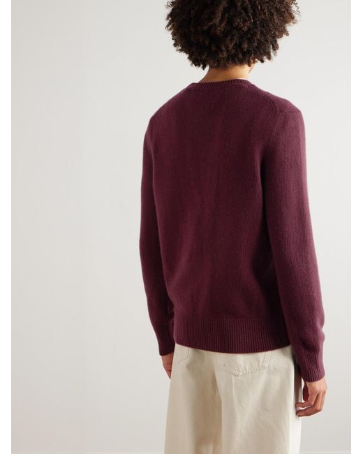 Burberry Red Logo-Jacquard Wool And Cashmere-Blend Sweater for men