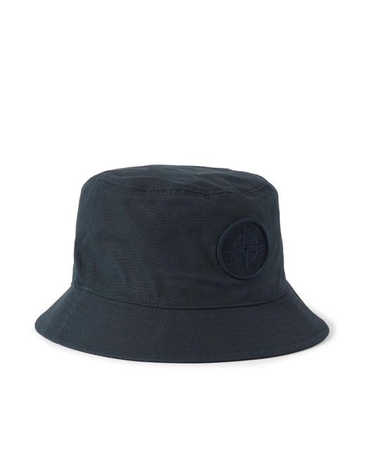 Stone Island Blue Logo-embroidered Cotton-canvas Bucket Hat for men