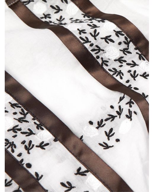 Bode Black Camp-Collar Satin-Trimmed Embroidered Cotton-Voile Shirt for men