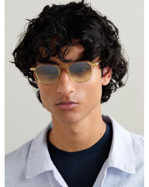 Garrett Leight Natural Hampton J Sun Round-Frame Acetate Sunglasses for men