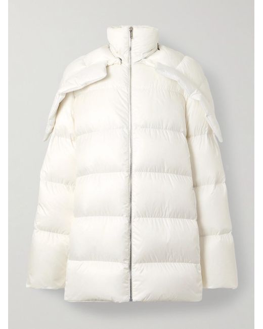 Rick Owens Natural Moncler Cyclopic Quilted Padded Shell Hooded Down Jacket for men
