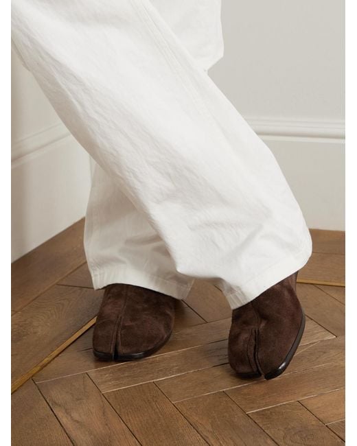 Maison Margiela Brown Tabi Split-Toe Suede Loafers for men