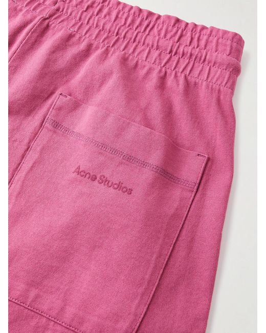 Acne Pink Straight-Leg Cotton-Jersey Shorts for men