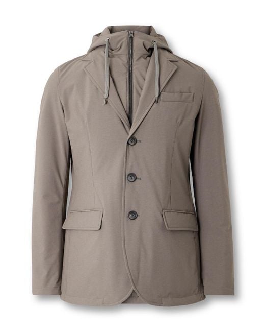 Herno Gray Convertible Padded Shell Hooded Blazer for men