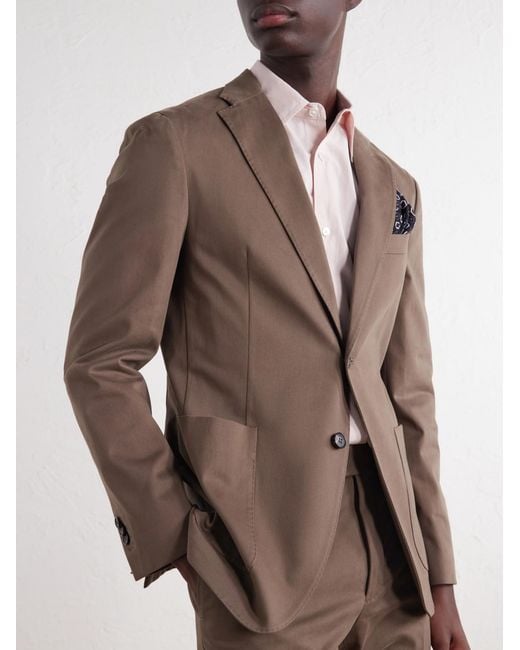 Slowear Brown Stretch-Cotton Gabardine Suit Jacket for men