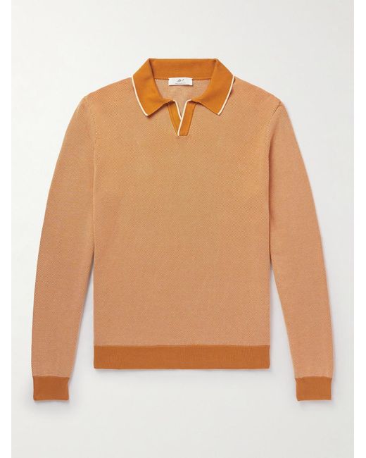 Mr P. Orange Johnny Birdseye Cotton Polo Shirt for men