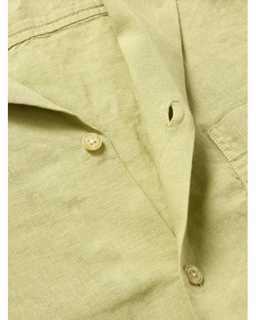 Frescobol Carioca Yellow Angelo Camp-collar Linen Shirt for men