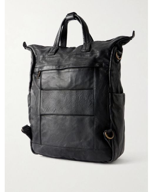 Officine Creative Black Helmet 005 Full-Grain Leather Tote Bag for men
