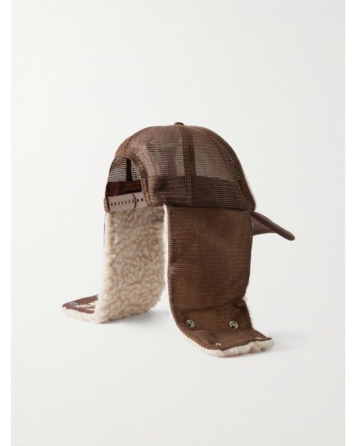Kapital Natural Denim Repair Service Fleece-Trimmed Printed Canvas And Mesh Trucker Cap for men