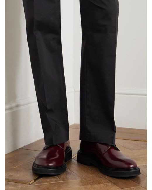VINNY'S Brown Officer Polished-Leather Derby Shoes for men