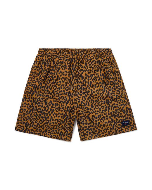 Noah NYC Brown Straight-leg Mid-length Leopard-print Swim Shorts for men