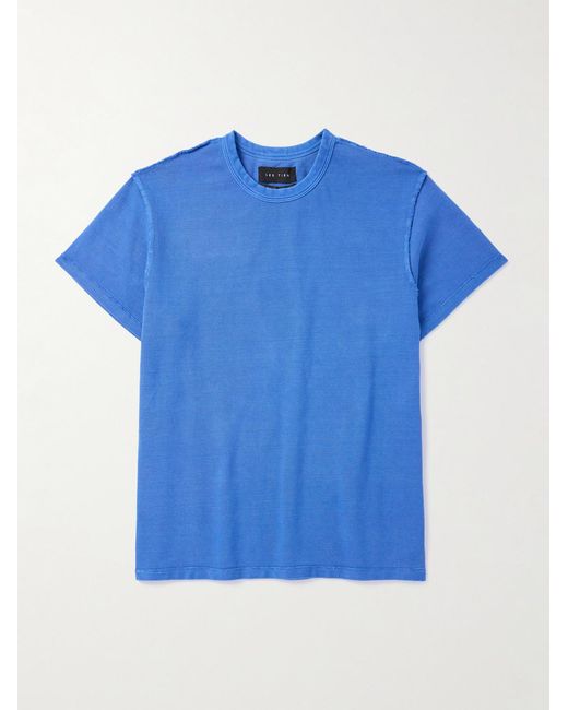 Les Tien Blue Inside Out Garment-dyed Cotton-piqué T-shirt for men