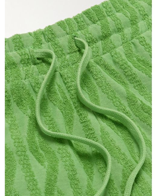 Frescobol Carioca Green Augusto Straight-Leg Organic Cotton Terry-Jacquard Shorts for men