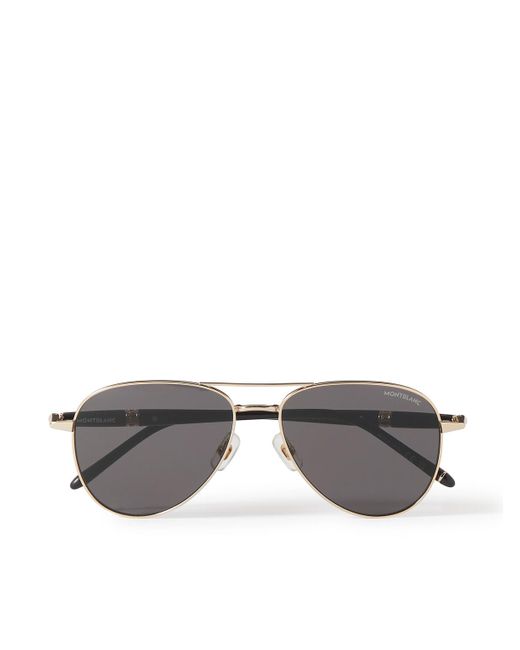 Montblanc Gray Meisterstück Aviator-style Gold-tone Acetate Sunglasses for men