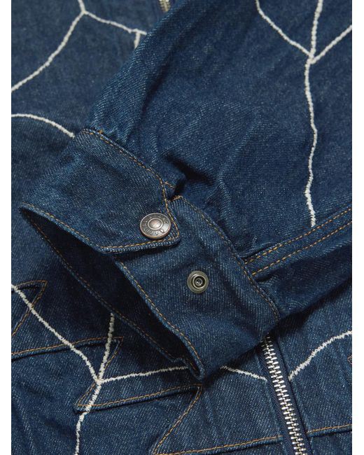 Kapital Blue Thunderbird Embroidered Denim Blouson Jacket for men
