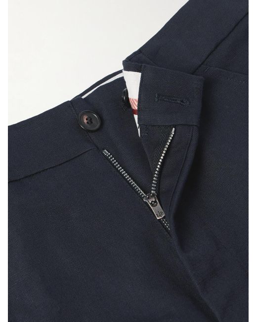 Loro Piana Blue Bizen Wide-leg Cotton And Linen-blend Canvas Cargo Shorts for men