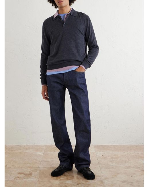 A.P.C. Blue Wool Polo Shirt for men