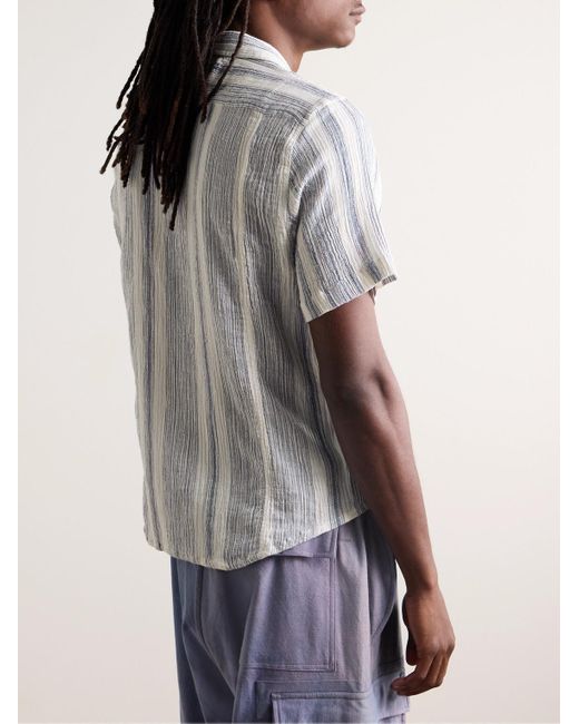 Camicia in garza di cotone a righe con colletto aperto Tallis di Corridor NYC in White da Uomo