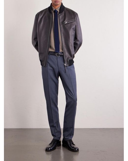 Canali Gray Garment-Dyed Cotton And Silk-Blend Shirt for men