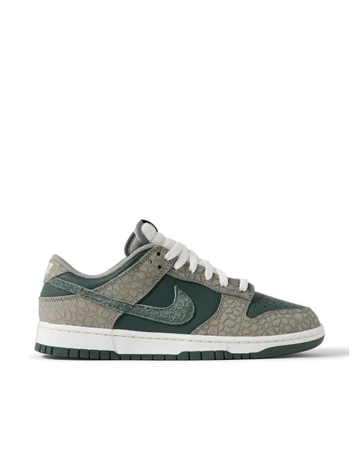 Nike Green Dunk Low Retro Prm Suede And Mesh-trimmed Leather Sneakers for men