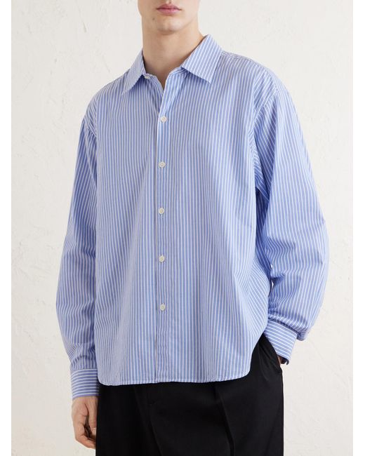 mfpen Blue Generous Striped Cotton Shirt for men