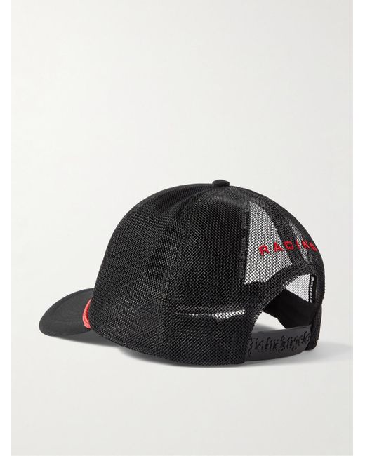 Palm Angels Black Racing Logo-appliquéd Cotton-blend Twill And Mesh Cap for men