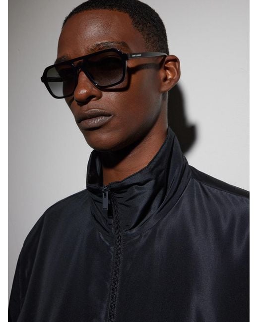 Saint Laurent Black Aviator-Style Acetate Sunglasses for men