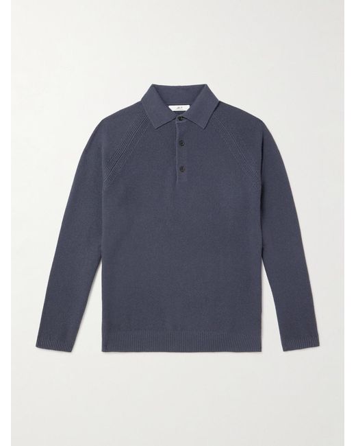 Mr P. Blue Wool And Cashmere-blend Polo Shirt for men