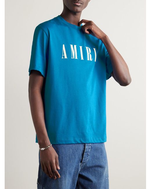 Amiri Blue Logo-print Cotton-jersey T-shirt for men