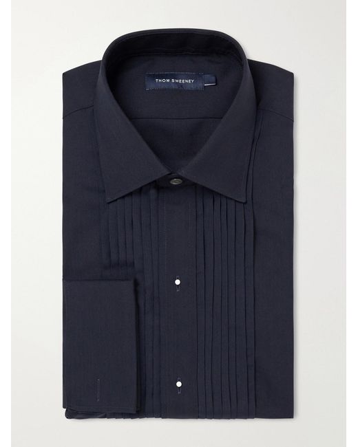 Thom Sweeney Blue Fly Wool And Silk-Blend Woven Shirt for men