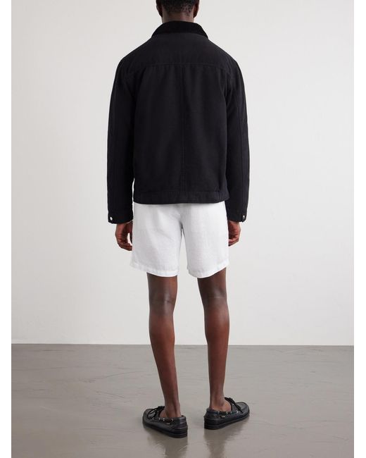 Mr P. Black Corduroy-Trimmed Organic Cotton Coach Jacket for men