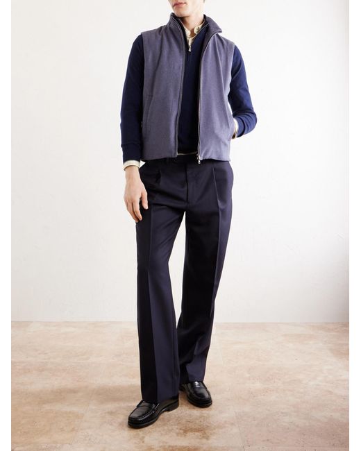 Herno Purple Leather Trimmed Silk And Cashmere-Blend Vest for men