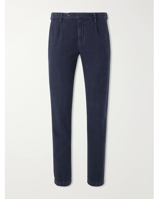 Massimo Alba Blue Ionio2 Straight-Leg Cotton Trousers for men
