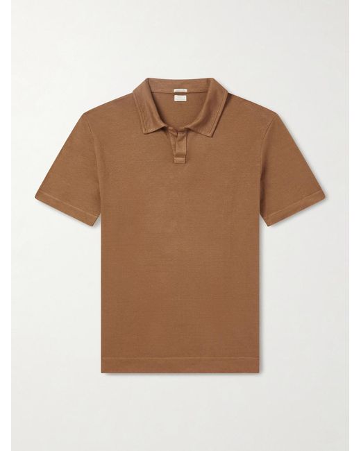 Massimo Alba Brown Aruba Linen And Cotton-blend Polo Shirt for men