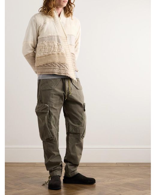 Greg Lauren Natural Patchwork Wool And Cotton-blend Cardigan for men
