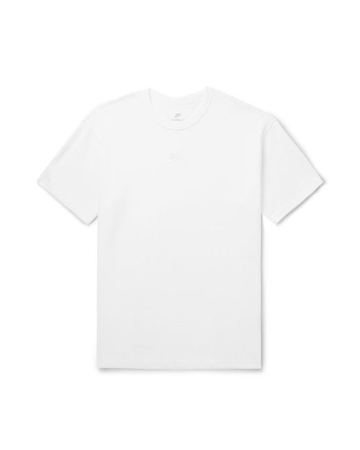 Nike White Sportswear Premium Essentials Logo-embroidered Cotton-jersey T-shirt for men