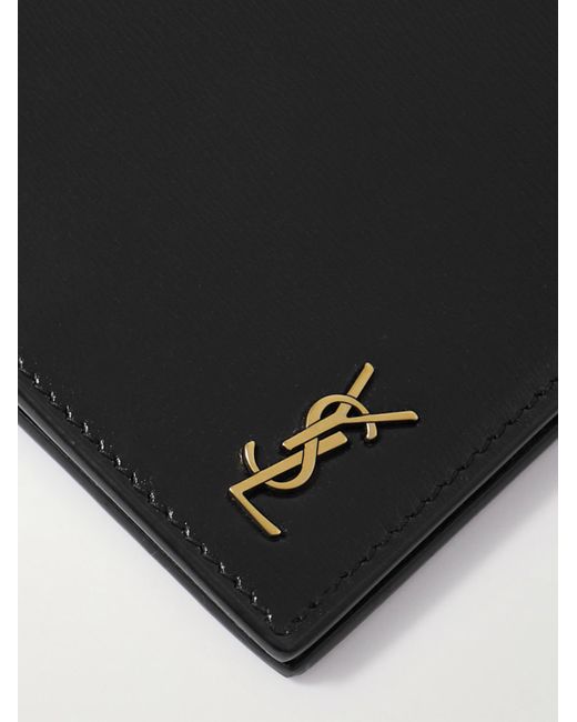 Saint Laurent Cassandre Logo-embellished Glossed-leather Passport Cover in  Black for Men | Lyst UK