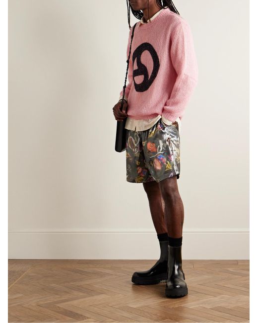 Acne Pink Kitaly Glittered Logo-print Knitted Sweater for men